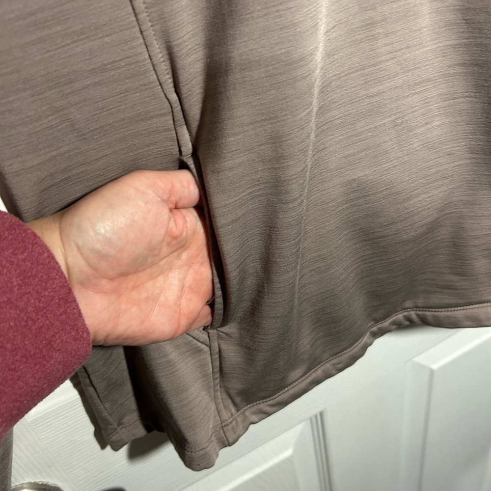 Eddie Bauer Women’s Large Quest Flex 1/4-zip Pullover Taupe Thumbholes Cozy - Picture 4 of 16